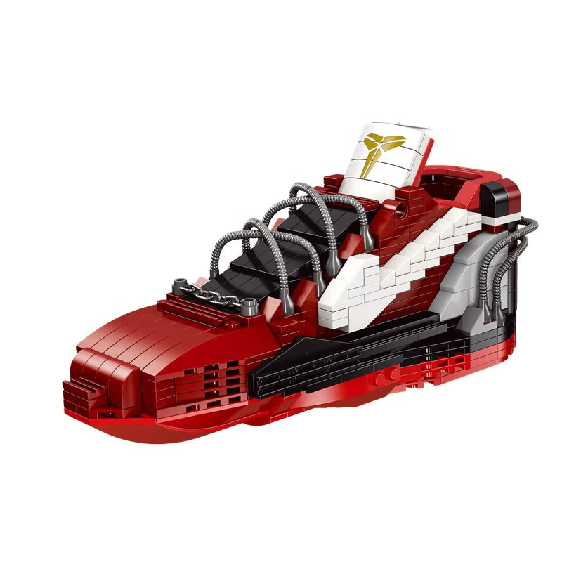 Red Basketball Shoes Building Blocks Set - Sports Sneaker Model Construction Kit Compatible Bricks Ages 6+