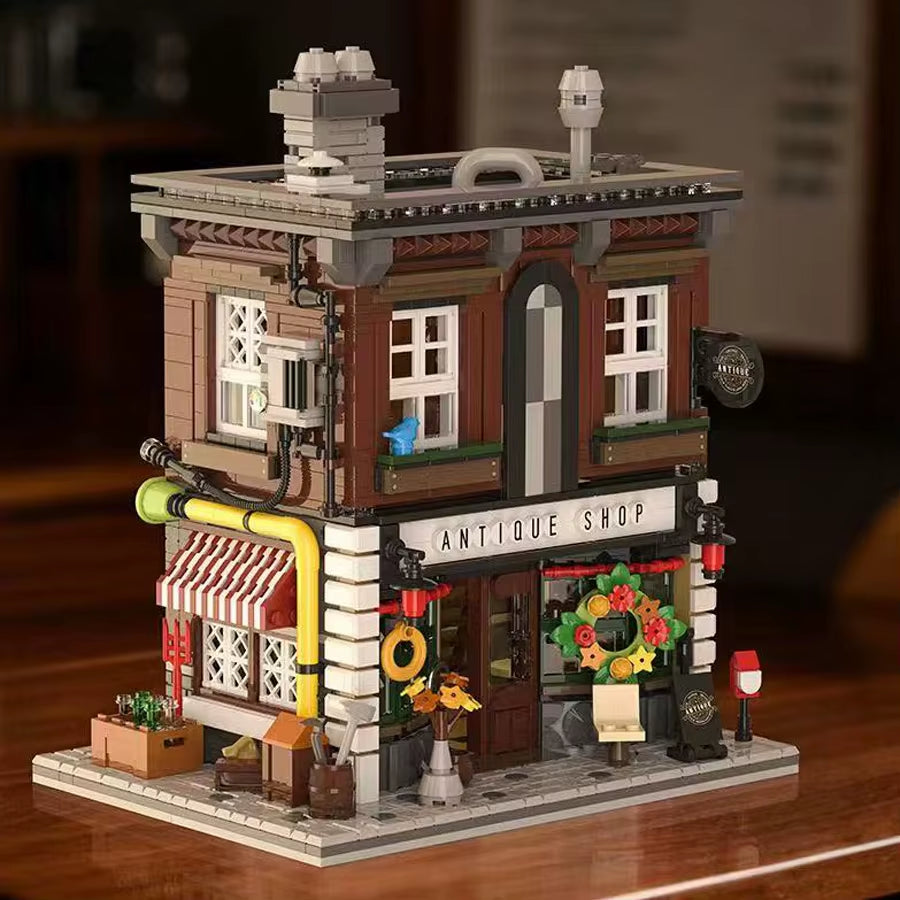 Vintage Antiques Shop Building Set 1950 Pieces - 3D City Block Model Kit Adults Teens 14+ Collectible Architecture Toy