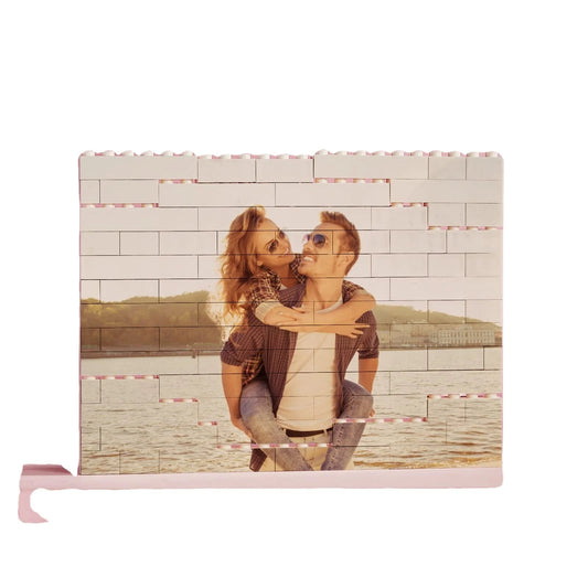 Custom Photo Building Block Puzzle - Personalized Memory Brick Set - 30 Pieces - Ages 8+ - UV Printed Design - Rectangle or Heart Shape