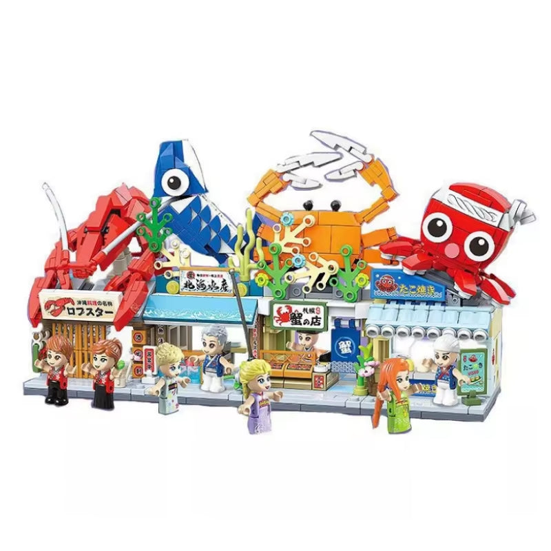 Japanese Takoyaki Shop Building Set - Mini Street View Architecture Model Kit Teens 14+ Authentic Cultural Construction Toy