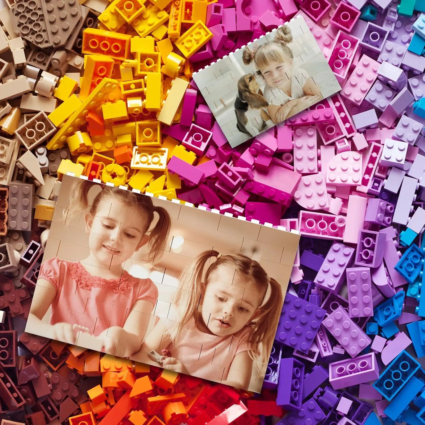 Custom Photo Building Block Puzzle - Personalized Memory Brick Set - 30 Pieces - Ages 8+ - UV Printed Design - Rectangle or Heart Shape