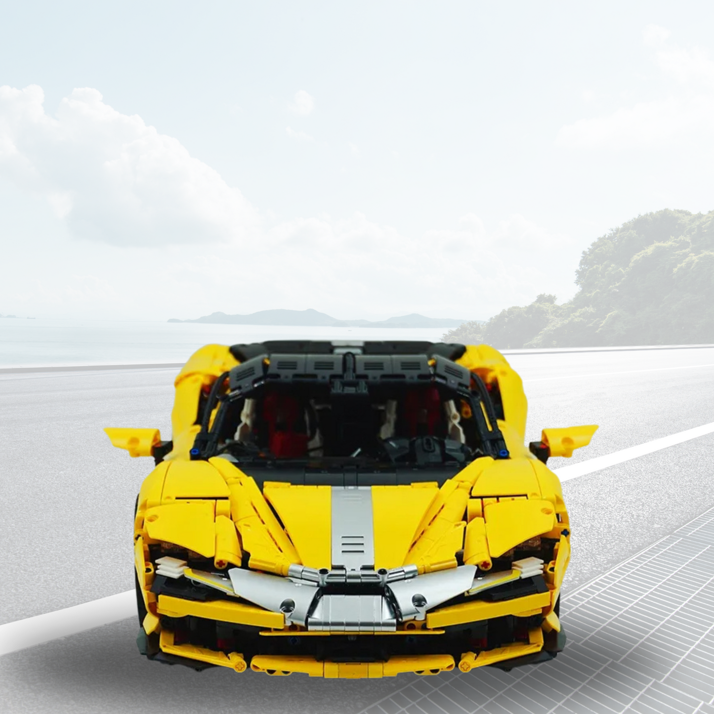 Super Fast 90 Racing Car Building Set - 4000+ Pieces - Yellow Sports Vehicle Kit Ages 8+