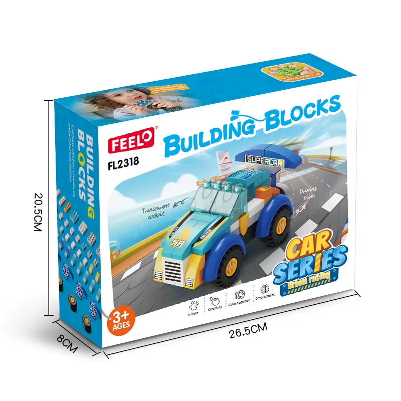 Racing Car Building Blocks Set - 30 Piece Vehicle Construction Toy Ages 5+
