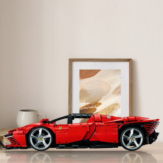 Classic Sports Car Building Set - 3778 Pieces Red Supercar Model Kit for Adults 18+ - Premium Construction Blocks with Working Engine