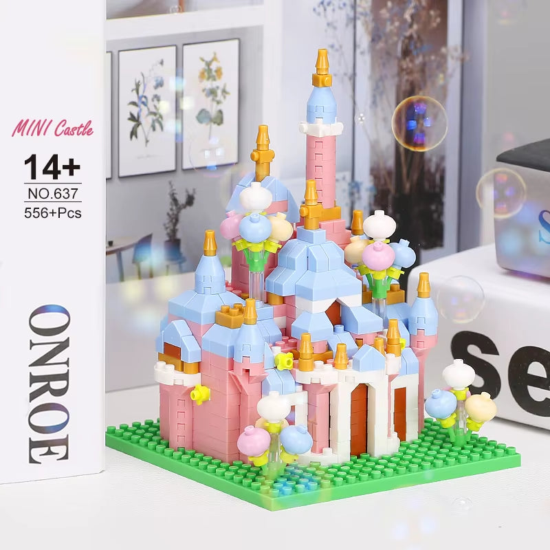 Mini Castle Building Blocks Set 556 Pieces - 3D Fairy Tale Palace Construction Toy Kids 6+ DIY Architecture Gift