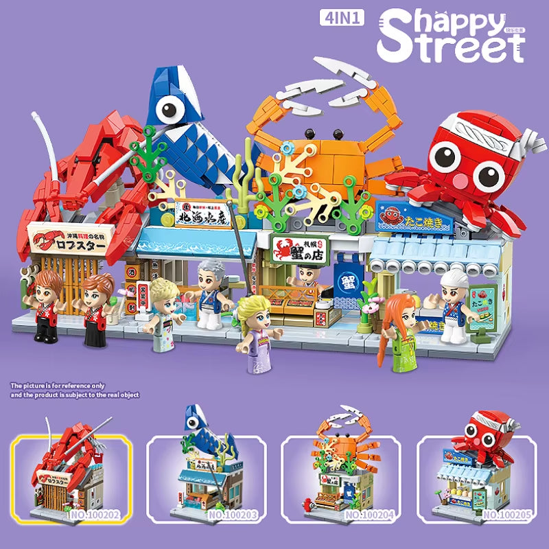 Japanese Takoyaki Shop Building Set - Mini Street View Architecture Model Kit Teens 14+ Authentic Cultural Construction Toy