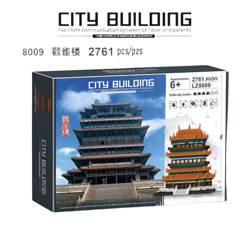 Four Great Towers of China Building Set - Famous Chinese Architecture Model Kit Kids 6+ Cultural Landmark Construction Toy