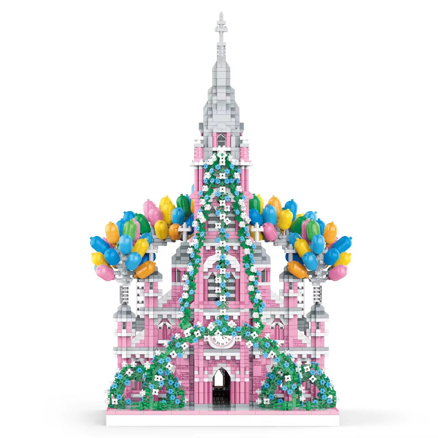 Pink Castle Building Blocks Set - DIY Mini Palace Construction Toy Kids 8+ Creative Architecture Gift 500+ Pieces