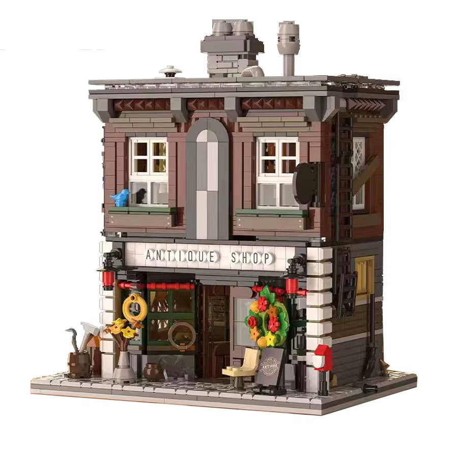 Vintage Antiques Shop Building Set 1950 Pieces - 3D City Block Model Kit Adults Teens 14+ Collectible Architecture Toy