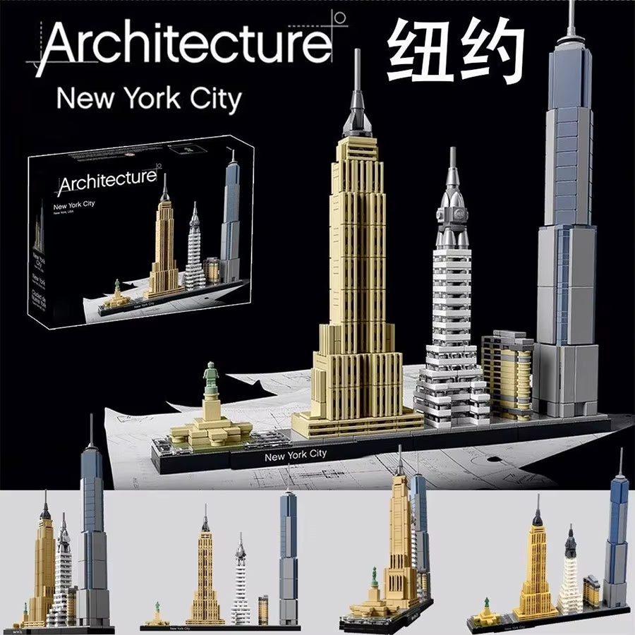City Skyline Building Blocks Set - Urban Architecture Construction Kit Ages 14+ Desktop Display Model Creative Building Toy