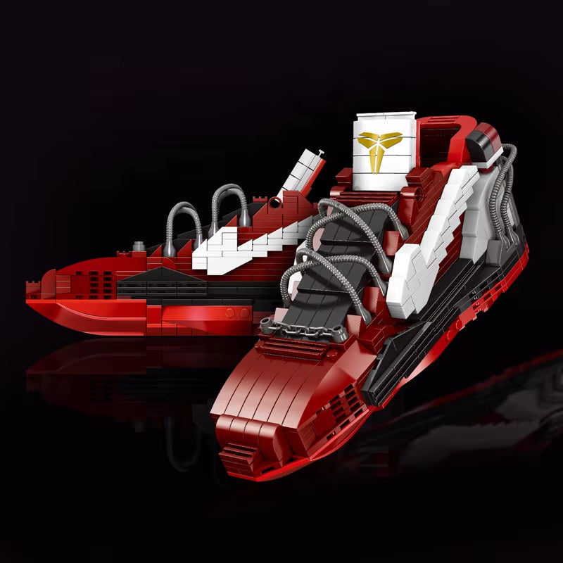 Red Basketball Shoes Building Blocks Set - Sports Sneaker Model Construction Kit Compatible Bricks Ages 6+