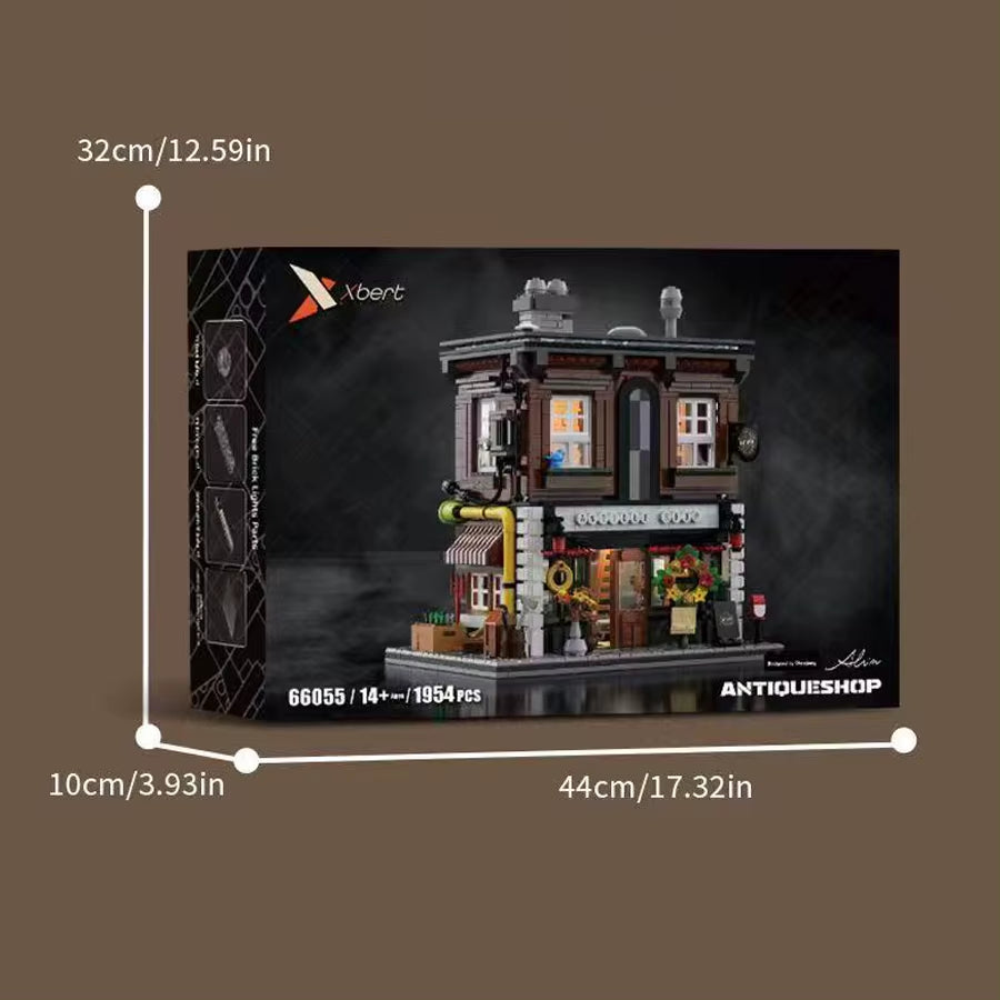 Vintage Antiques Shop Building Set 1950 Pieces - 3D City Block Model Kit Adults Teens 14+ Collectible Architecture Toy