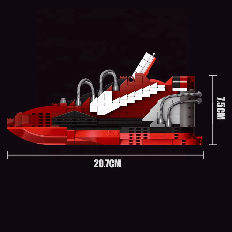 Red Basketball Shoes Building Blocks Set - Sports Sneaker Model Construction Kit Compatible Bricks Ages 6+