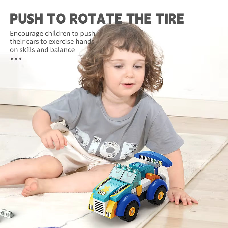 Racing Car Building Blocks Set - 30 Piece Vehicle Construction Toy Ages 5+