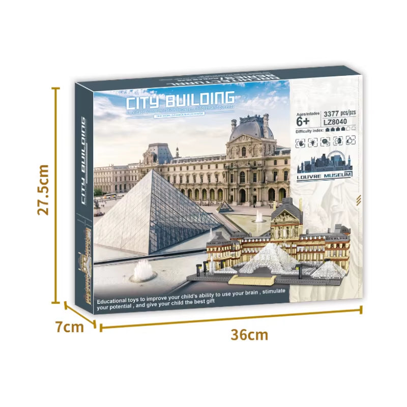 Louvre Museum Building Blocks Set - Famous Monument Mini Architecture Toy Kids 6+ Educational STEM Gift 800+ Pieces