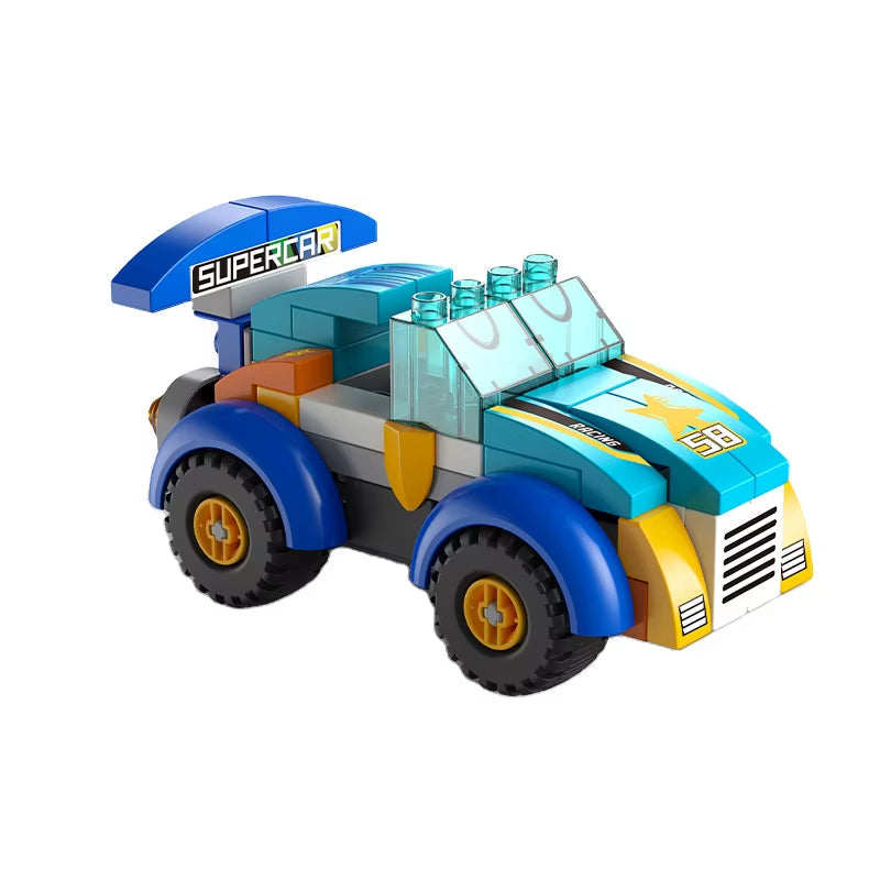 Racing Car Building Blocks Set - 30 Piece Vehicle Construction Toy Ages 5+