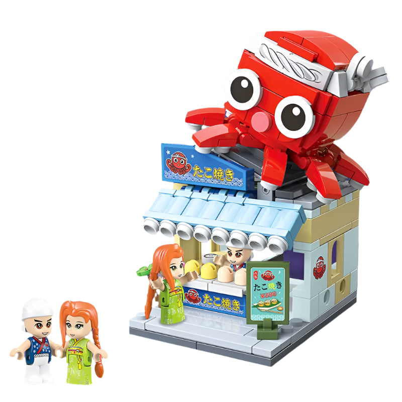 Japanese Takoyaki Shop Building Set - Mini Street View Architecture Model Kit Teens 14+ Authentic Cultural Construction Toy