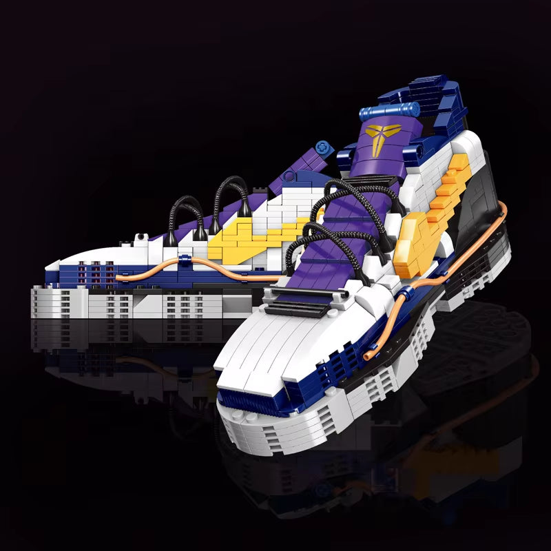 Purple Snake Pattern Basketball Shoe Building Blocks - Sneaker Model Construction Set Ages 8+